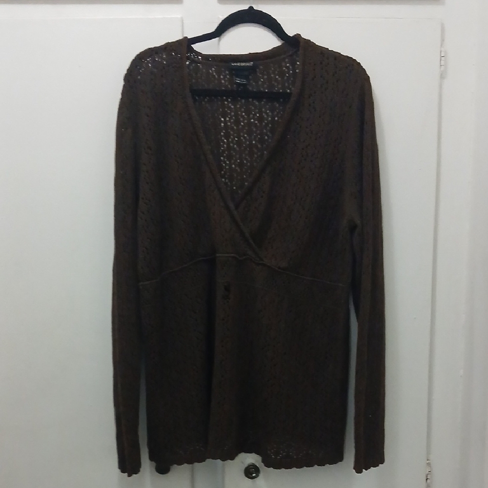 Lane Bryant Brown Lace Cardigan